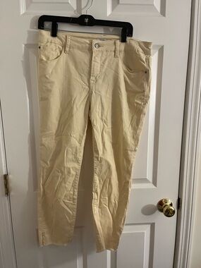 Casual Light Yellow Straight-Leg Pants
